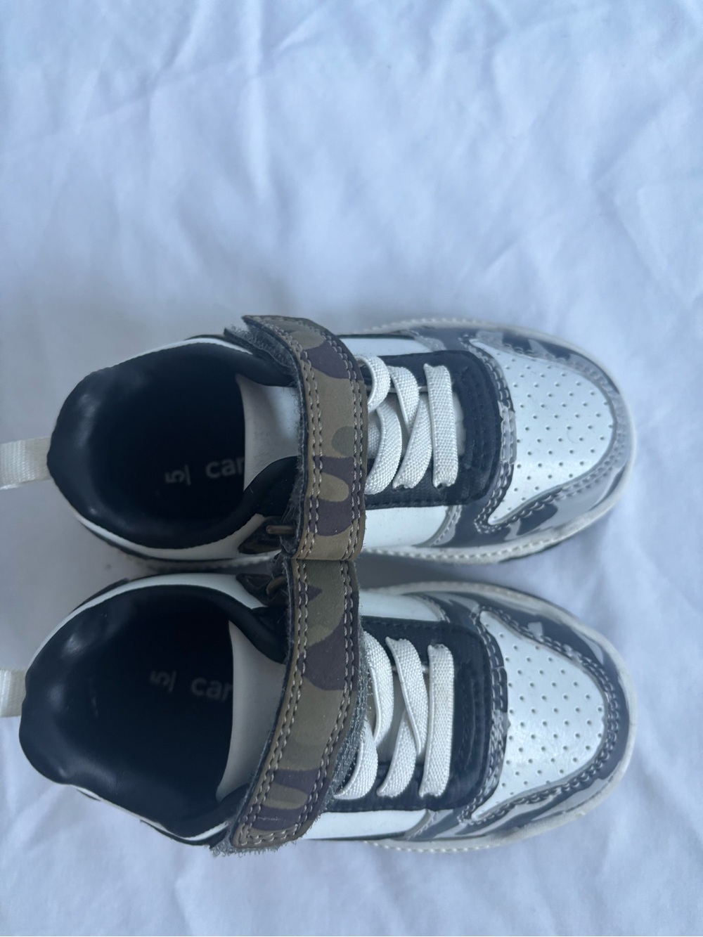 Carter's White and Green Camo Strap Sneakers